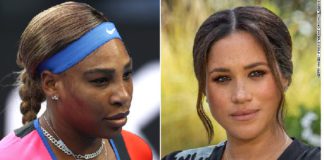 Serena Williams (left) and Meghan, Duchess of Sussex (right)