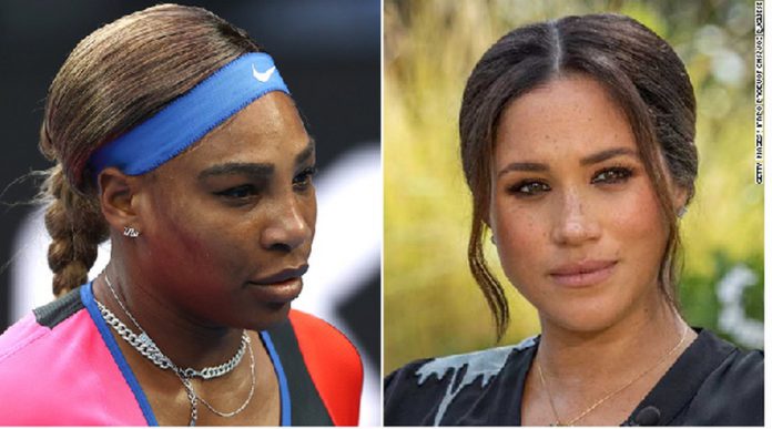 Serena Williams (left) and Meghan, Duchess of Sussex (right)