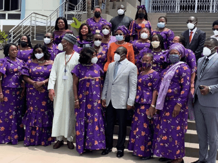 Some of the female MPs with the Speaker of the House, Alban Bagbin