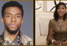 Pictured in this screen grab: Simone Ledward Boseman (R) accepts the award for Best Actor in a Motion Picture – Drama for “Ma Rainey’s Black Bottom” on behalf of Chadwick Boseman at the 78th Annual Golden Globe Awards on February 28, 2021. -- (Photo by: NBC)