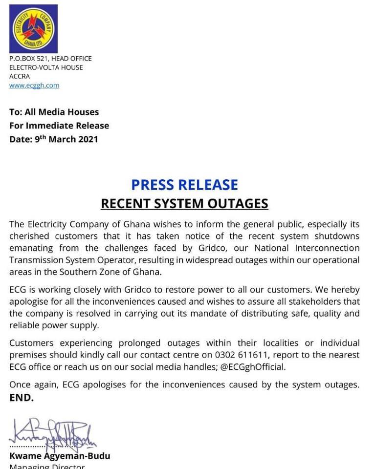 ECG breaks silence on frequent power outages 1