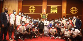 President Akufo Addo with Black Satellites team