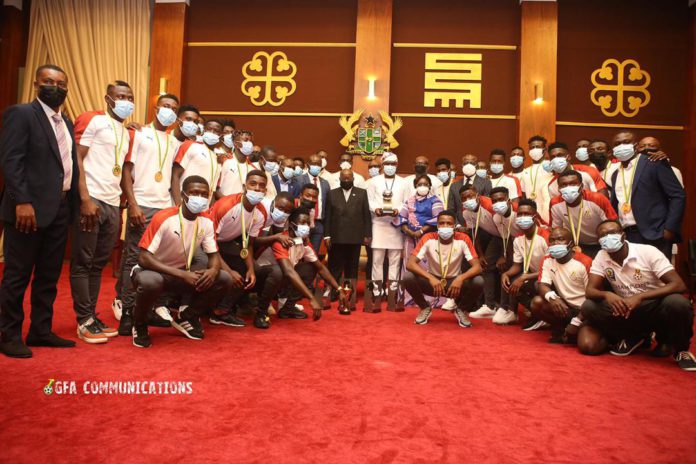 President Akufo Addo with Black Satellites team