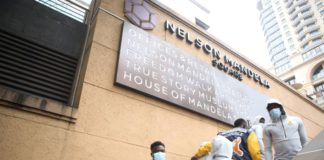 Black Stars players at Mandela Square