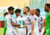 Black Stars players celebrate against Sao Tome