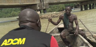 Adom TV's Kobby Stonne interviews a River Ankobra fisherman