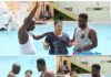 Agradaa baptising in swimming pool