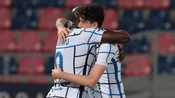 Romelu Lukaku of FC Internazionale celebrate with Alessandro Bastoni Image credit: Getty Images