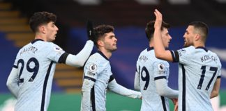 Christian Pulisic of Chelsea celebrates after scoring their team's fourth goal during the Premier League match between Crystal Palace and Chelsea at Selhurst Park on April 10, 2021 in London, England. Image credit: Getty Images