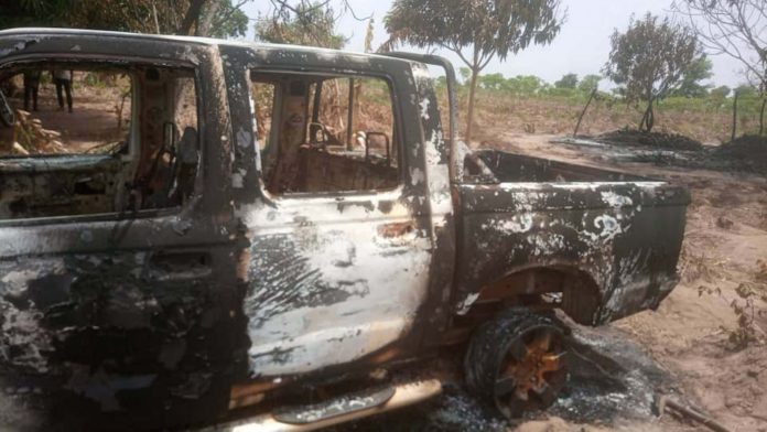 8230b8cc 01ef 4161 8098 0127c22eb005 Copy Kpassa: Nkwanta North Assembly’s Pick-Up Burnt Into Ashes -[SEE PHOTOS]