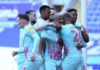 Ayew celebrate with Swansea City