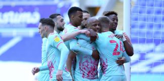 Ayew celebrate with Swansea City