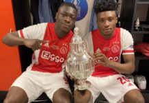 Kudus Mohammed with Ajax teammate Bryan Brobbey