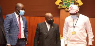 GFA boss, Kurt Okraku, President Akufo Addo and Sports Minister Mustapha Ussif