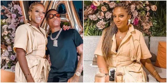 Nigerian star Wizkid with Valerie Obaze on her 41st birthday