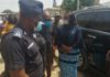 Central Regional Minister, Justina Marigold Assan and the Central Regional Commander, Habiba Akyere Twumasi-Sarpong just arrived at the family house of the deceased (Kasoa killing)