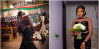 lady who wore black gown on her wedding day