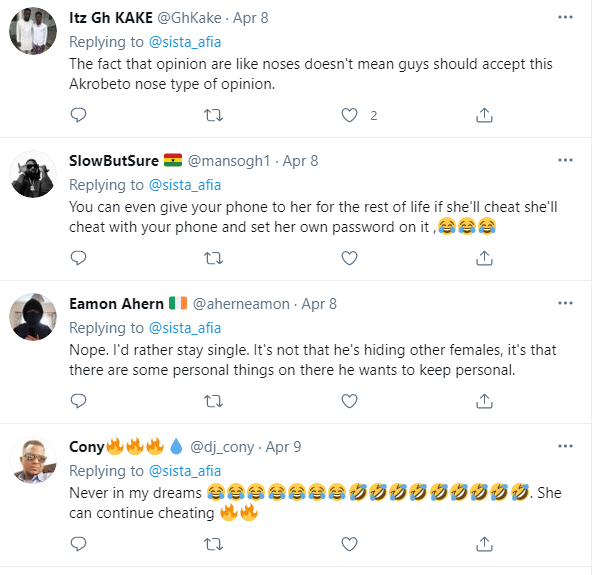 Give your girlfriend access to your phone, she'll never cheat on you - Sista Afia