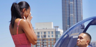 Man proposes with five rings