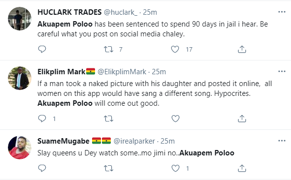 Ghanaians react to Akuapem Poloo's 90-day sentence on social media