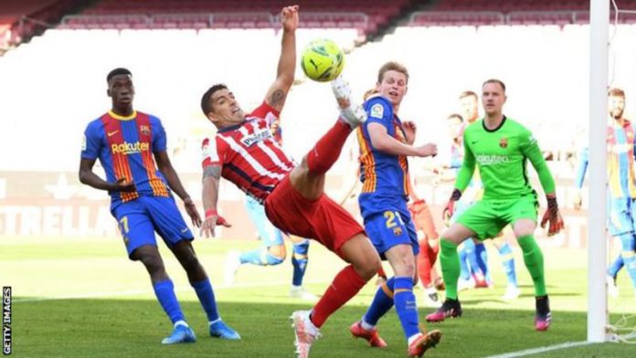 Luis Suarez was returning to the Nou Camp with Atletico Madrid for the first time