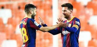 Lionel Messi (R) celebrates Image credit: Getty Images