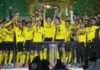 Dortmund celebrate with the trophy Image credit: Getty Images