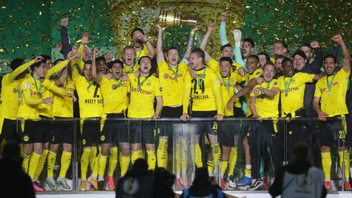 Dortmund celebrate with the trophy Image credit: Getty Images