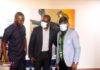 Kwadwo Mensah Moshoshoo, host of the Ultimate Sports Show with GFA boss, Kurt Okraku and head of Sports for Asempa FM, Wallace