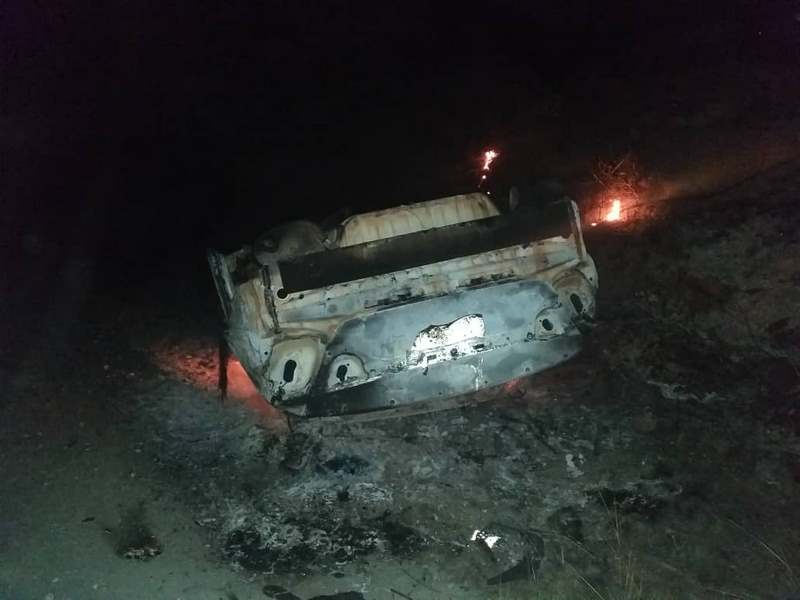 the burnt car by angry Amanase youth