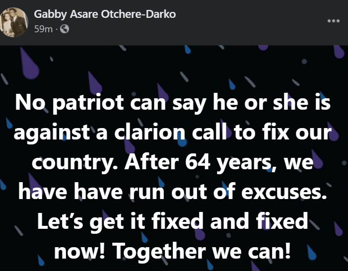 Gabby Othere-Darko reacts to Ghanaians calling on leaders to fix the country 