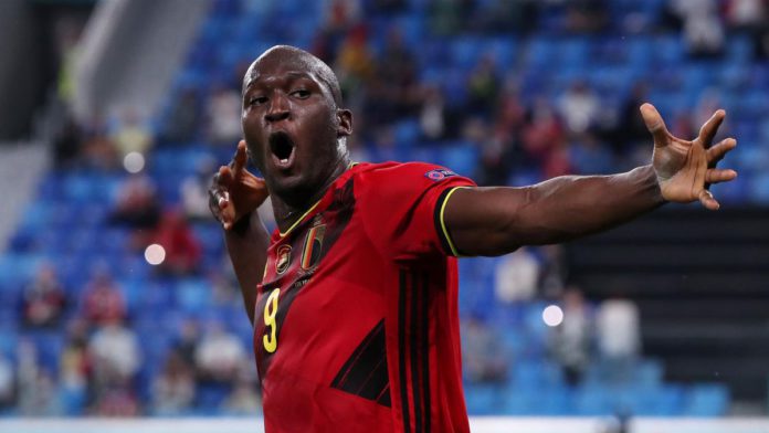 SAINT PETERSBURG, RUSSIA - JUNE 12: Romelu Lukaku of Belgium celebrates after scoring their side's third goal during the UEFA Euro 2020 Championship Group B match between Belgium and Russia on June 12, 2021 in Saint Petersburg, Russia. Image credit: Getty Images