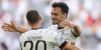 Robin Gosens of Germany celebrates with Mats Hummels after scoring their side's fourth goal Image credit: Getty Images