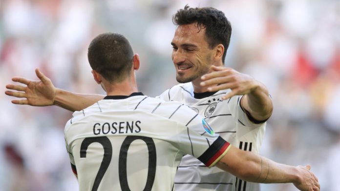 Robin Gosens of Germany celebrates with Mats Hummels after scoring their side's fourth goal Image credit: Getty Images