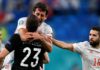 SAINT PETERSBURG, RUSSIA - JULY 02: Mikel Oyarzabal of Spain celebrates their side's victory in the penalty shoot out with team mate Unai Simon after the UEFA Euro 2020 Championship Quarter-final match between Switzerland and Spain at Saint Petersburg Sta Image credit: Getty Images