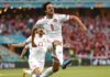Thomas Delaney of Denmark celebrates after scoring their side's first goal during the UEFA Euro 2020 Championship Quarter-final match between Czech Republic and Denmark at Baku Olimpiya Stadionu on July 03, 2021 in Baku, Azerbaijan. Image credit: Getty Images