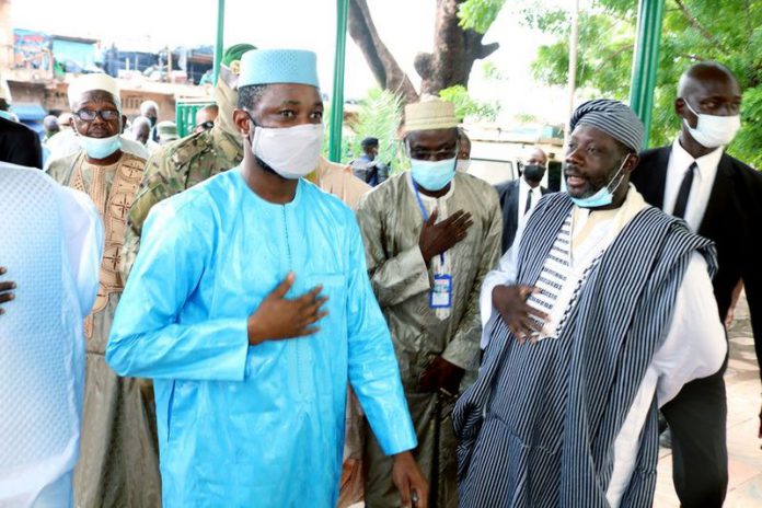 Mali's interim president Colonel Assimi Goita, leader of two military coups, arrives to attend the Eid Al Adha prayer at a mosque in Bamako, Mali July 20, 2021.