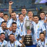 Messi celebrates with teammates