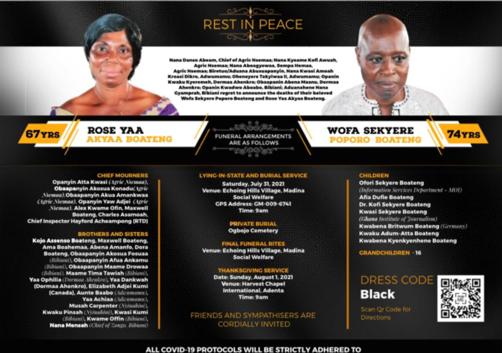 Obituary: Late journalist Sekyere 'Poporo' Boateng, wife to be buried on Saturday, July 31