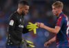 Portuguese defender Ruben Vezo ended up in goal for 10-man Levante