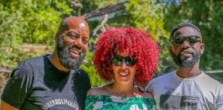Bisa Kdei with renowned American playwright David E. Talbert and his spouse Lyn Sisson Talbert