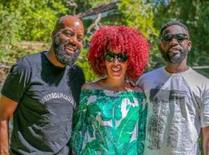 Bisa Kdei with renowned American playwright David E. Talbert and his spouse Lyn Sisson Talbert