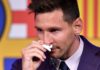 The tissue Messi used to wipe his tears at his Barcelona press conference / PAU BARRENA/Getty Images