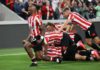 Brentford players celebrate