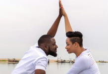 Elikem shares romantic time with Pokello on a boat with the description "The two shall become one"