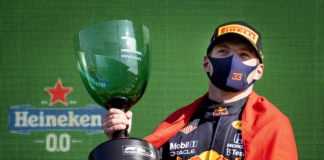 Max Verstappen (Red Bull Racing) celebrates winning the Dutch Formula One Grand Prix at Zandvoort, the Netherlands, 05 September 2021. EPA/KOEN VAN WEEL