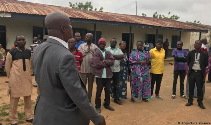 Parents of abducted school children of the Bethel Baptist High School wait for news on their children in Damishi Kaduna, Nigeria.