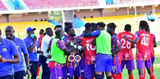 Hearts of Oak celebrate against Wydad