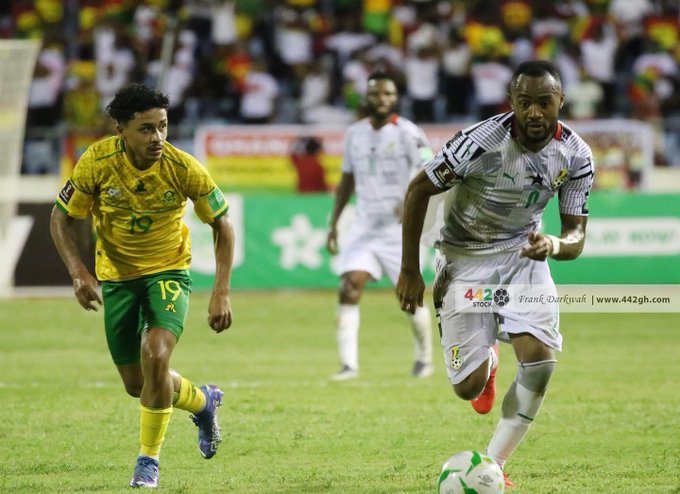 Jordan Ayew watches on