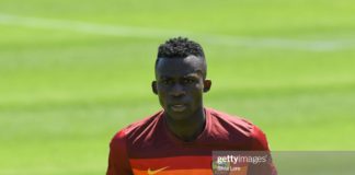 ROME, ITALY - APRIL 24: Felix Ohene Afena Gyan of AS Roma U19 gestures during the Coppa Italia Primavera match between AS Roma U19 and SS Lazio U19 at on April 24, 2021 in Rome, Italy. (Photo by Silvia Lore/Getty Images)